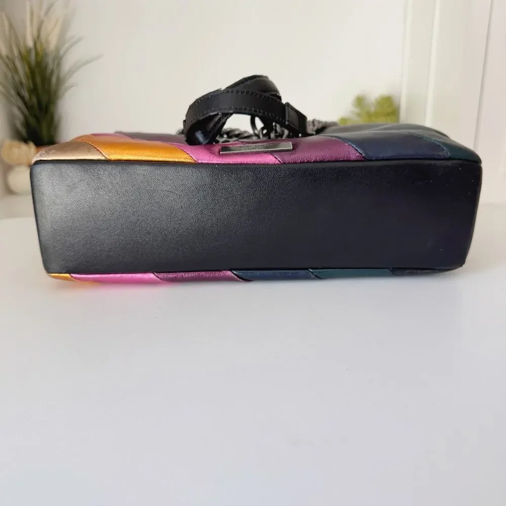 Kurt Geiger London Metallic Rainbow Stripe Kensington Convertible Shoulder Bag - Picture 7 of 11